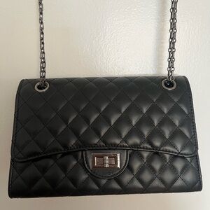 Black leather crossbody bag